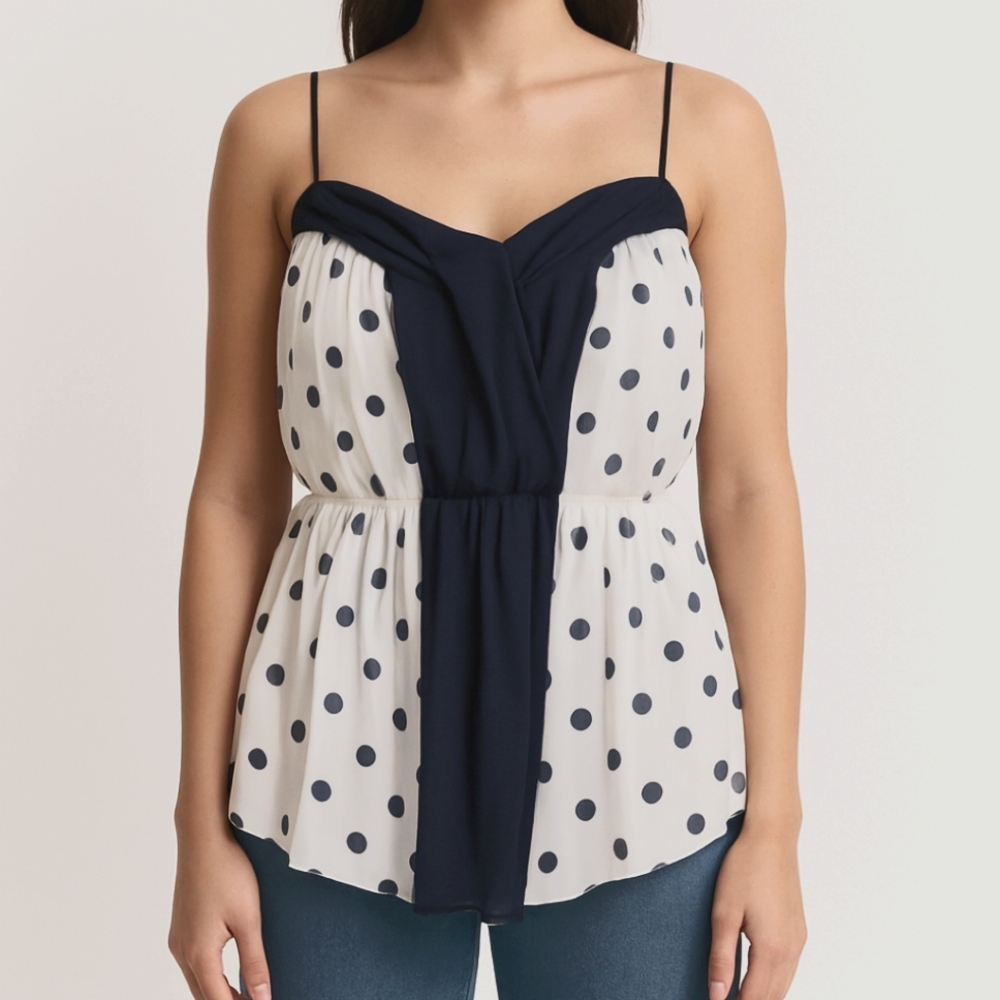 Anthropologie "Girls From Saroy" Polka Dot Top Size 8